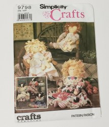 9798 SIMPLICITY 24'' STUFFED RAG DOLL OR COW DOLL, CLOTHES, TOY BEAR PATTERN